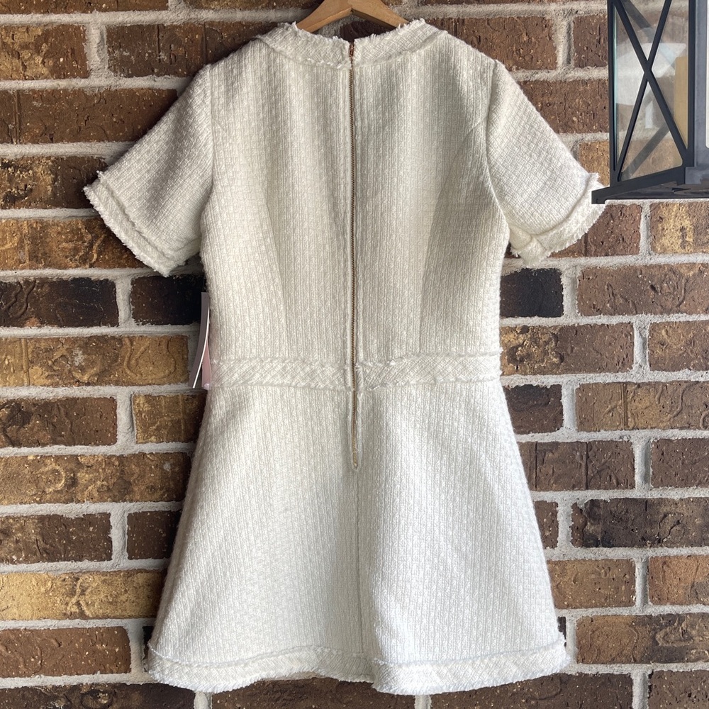 New AQUA
Tweed Short Sleeve Mini Dress Cream Tweed Dress with Gold Buttons - Picture 16 of 16